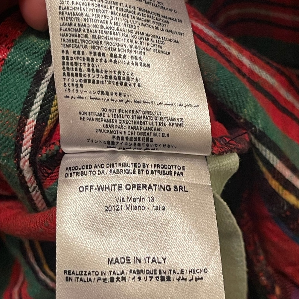 Off White Button Up Distressed Flannel Shirts Siz… - image 7